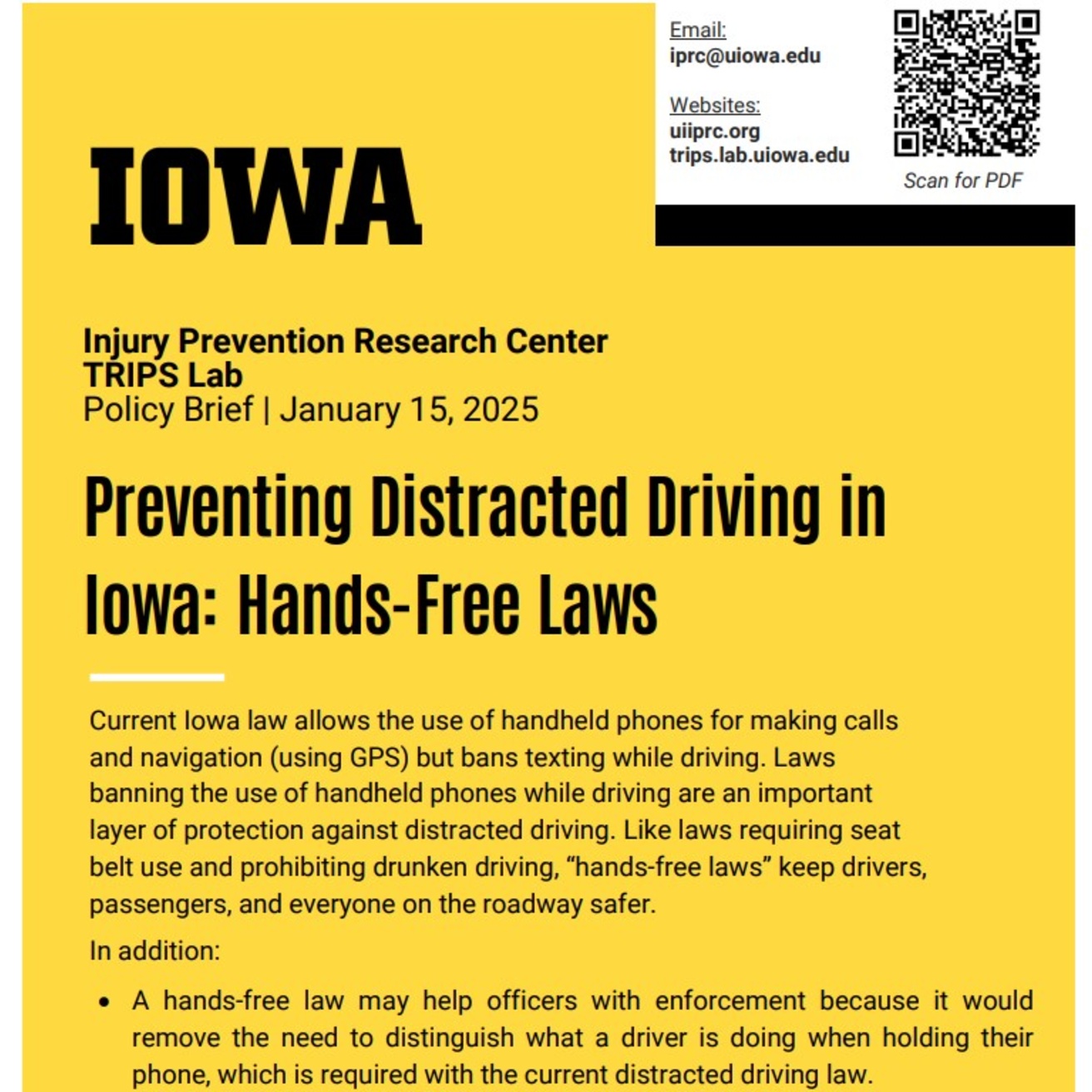Hands Free Policy Brief Snapshot