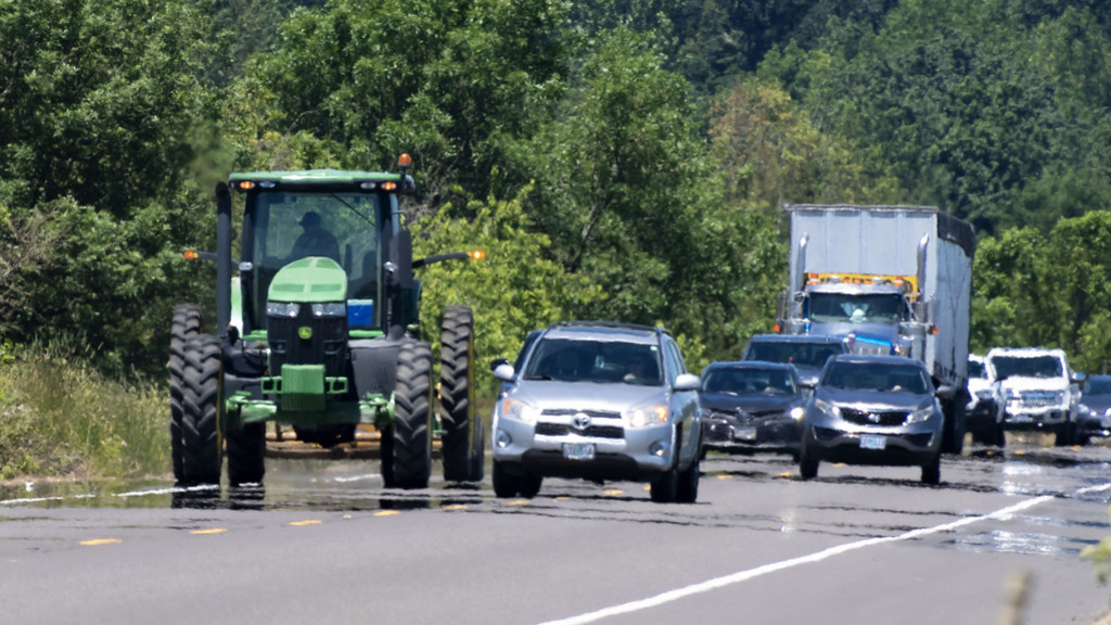 Farm equipment on the road