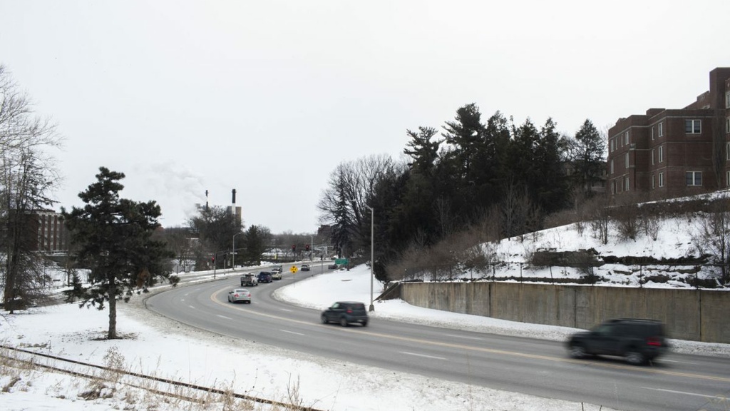 Traffic on Highway 6 near the UI College of Public Health