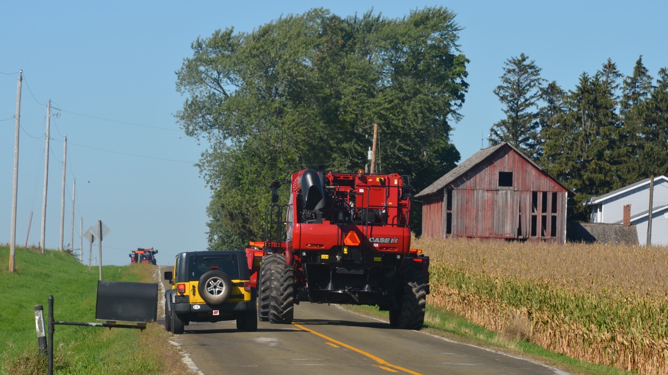 Vehicle Passing Farm Equipment